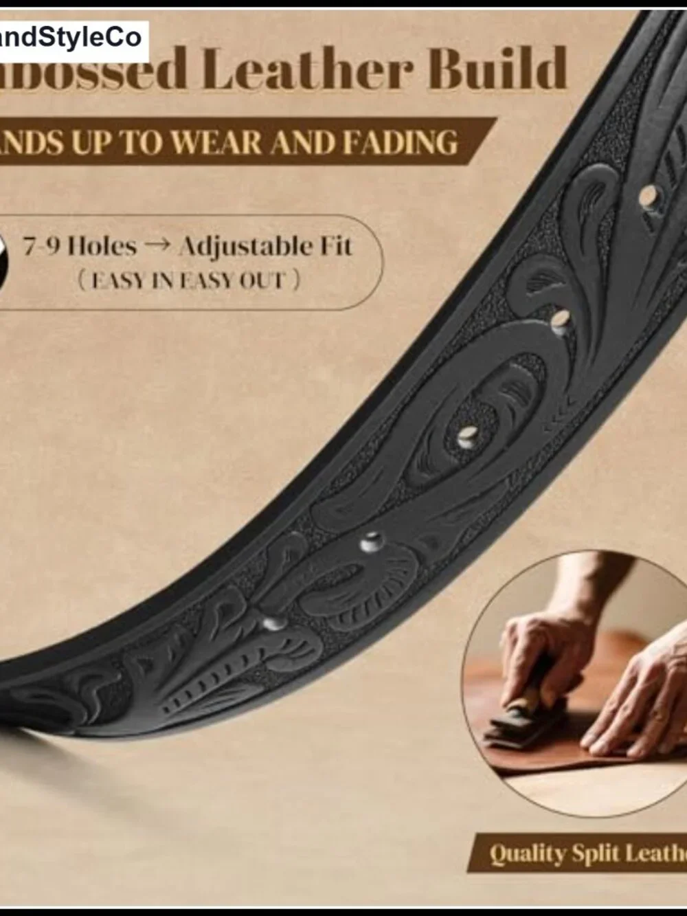 Leather Western Cowboy Belt with Buckle for Rodeo Outfit